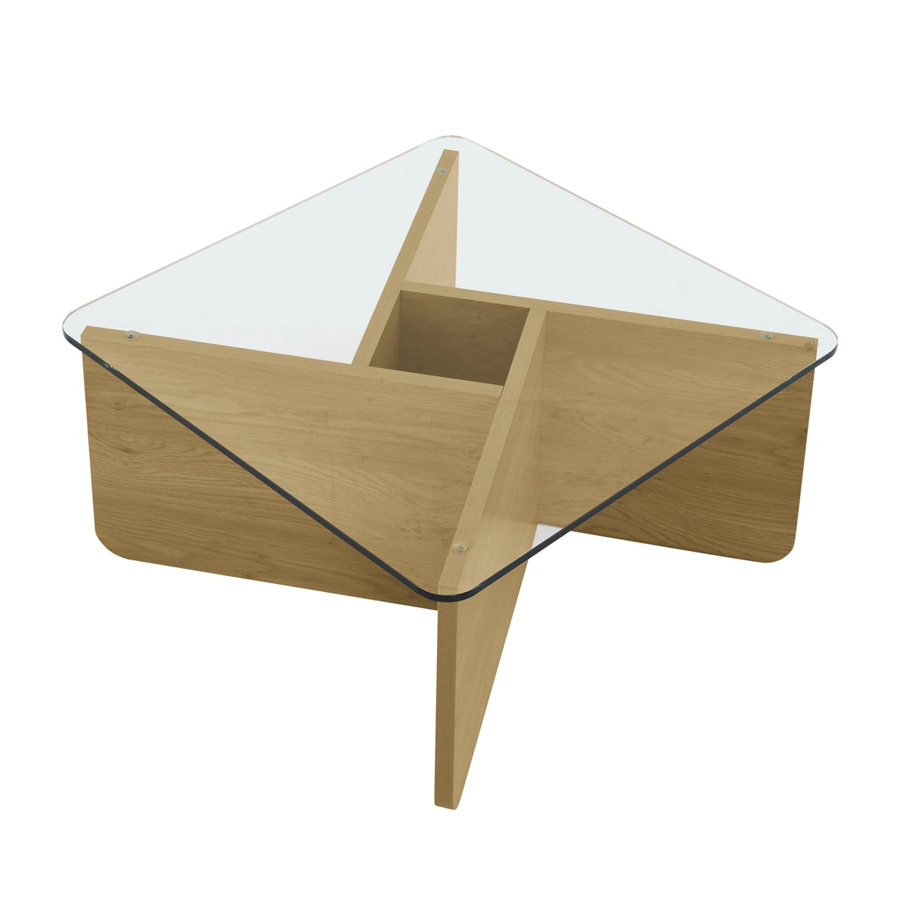31.5" Glass Top Coffee Table, Mid-Century Modern