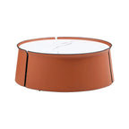 31" Modern Marble Top Coffee Table With Orange Leather Body