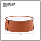 31" Modern Marble Top Coffee Table With Orange Leather Body