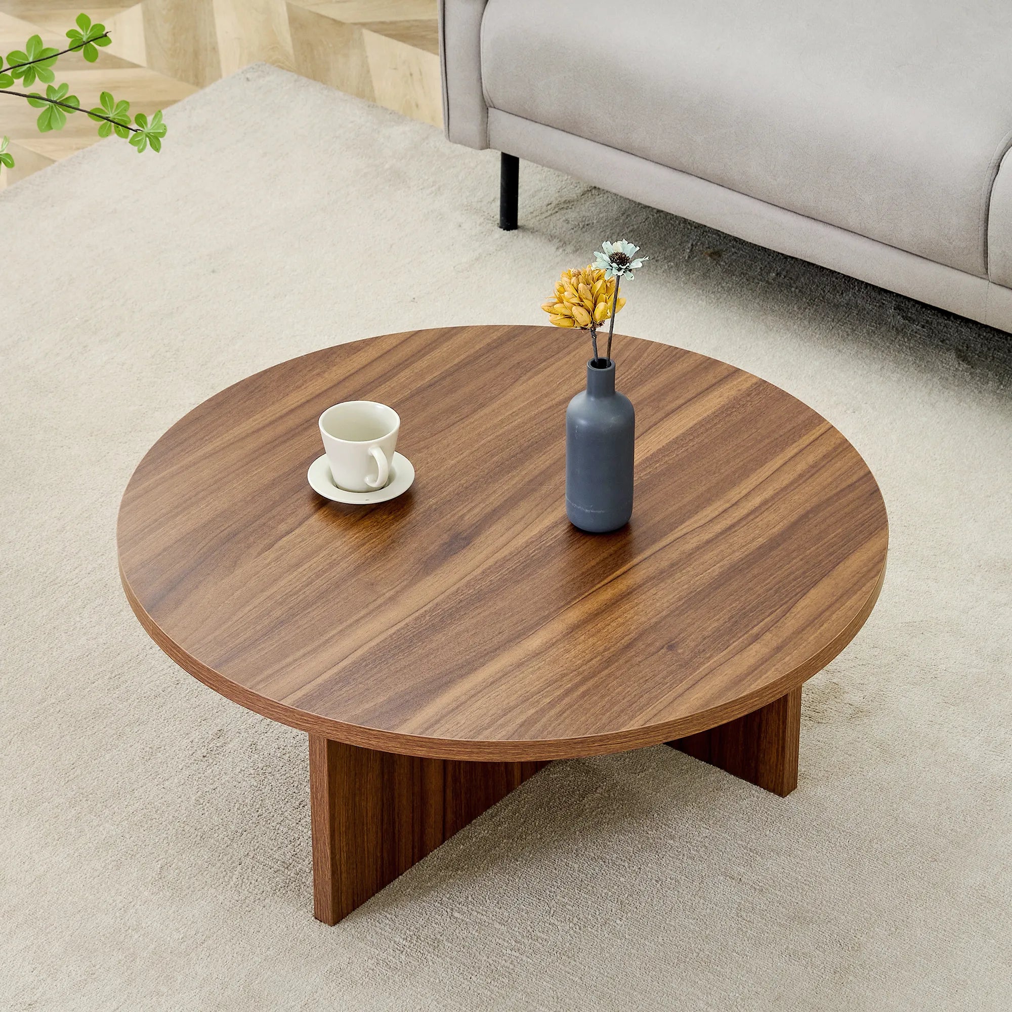 31" Modern Minimalism Round MDF Coffee Table