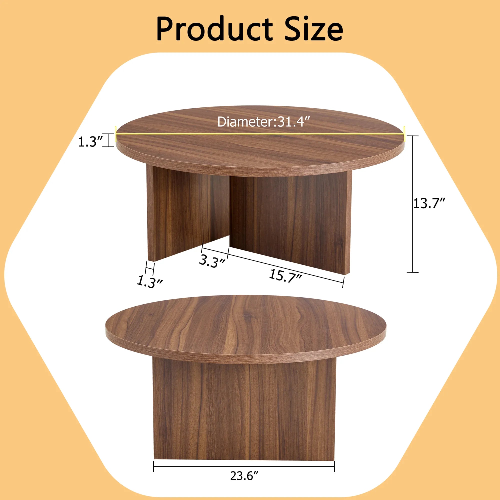 31" Modern Minimalism Round MDF Coffee Table