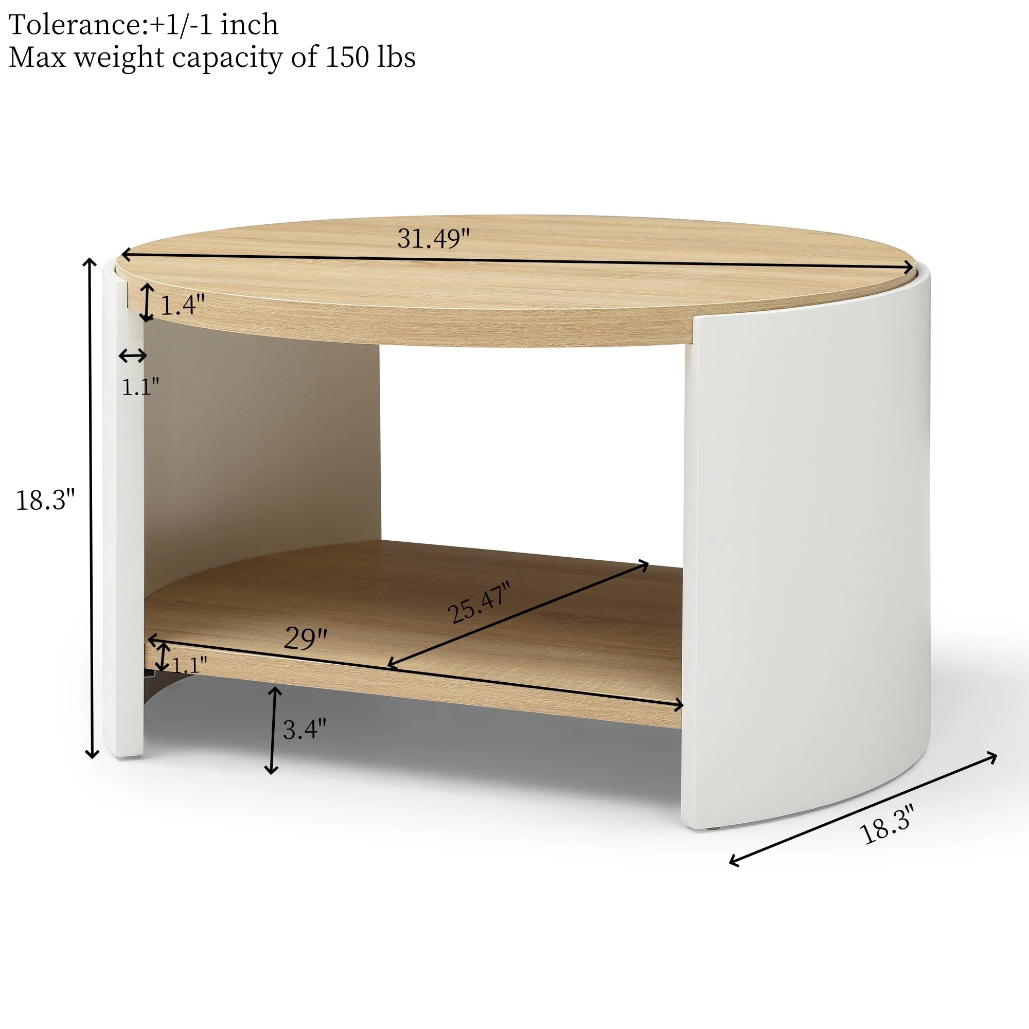 31" Modern Minimalist Round Coffee Table