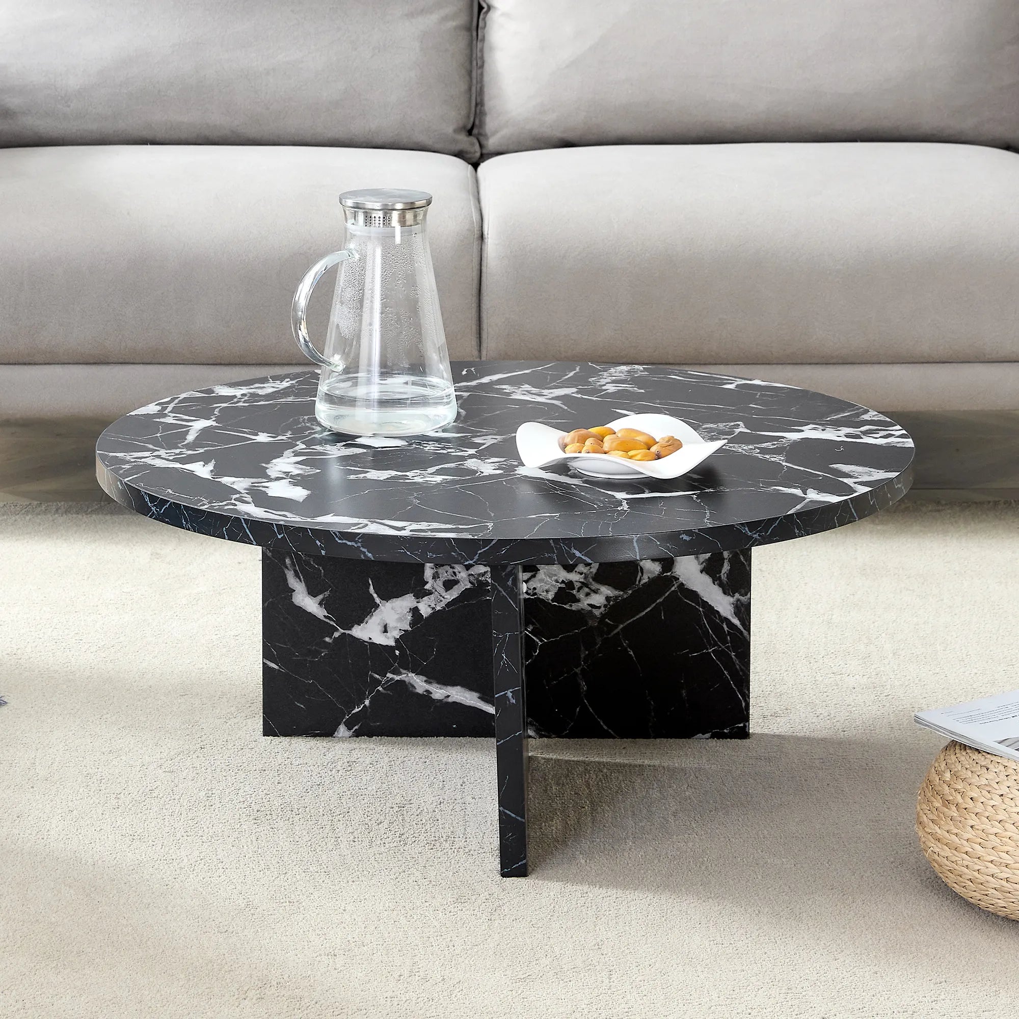 31" Modern Minimalism Round MDF Coffee Table