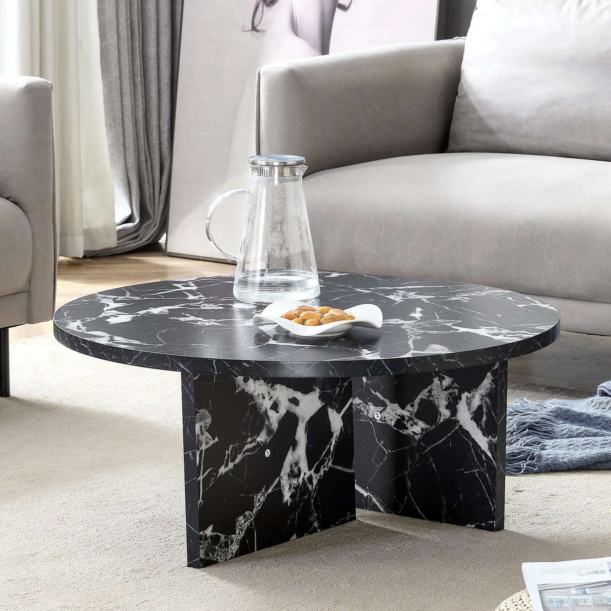 31" Modern Minimalism Round MDF Coffee Table