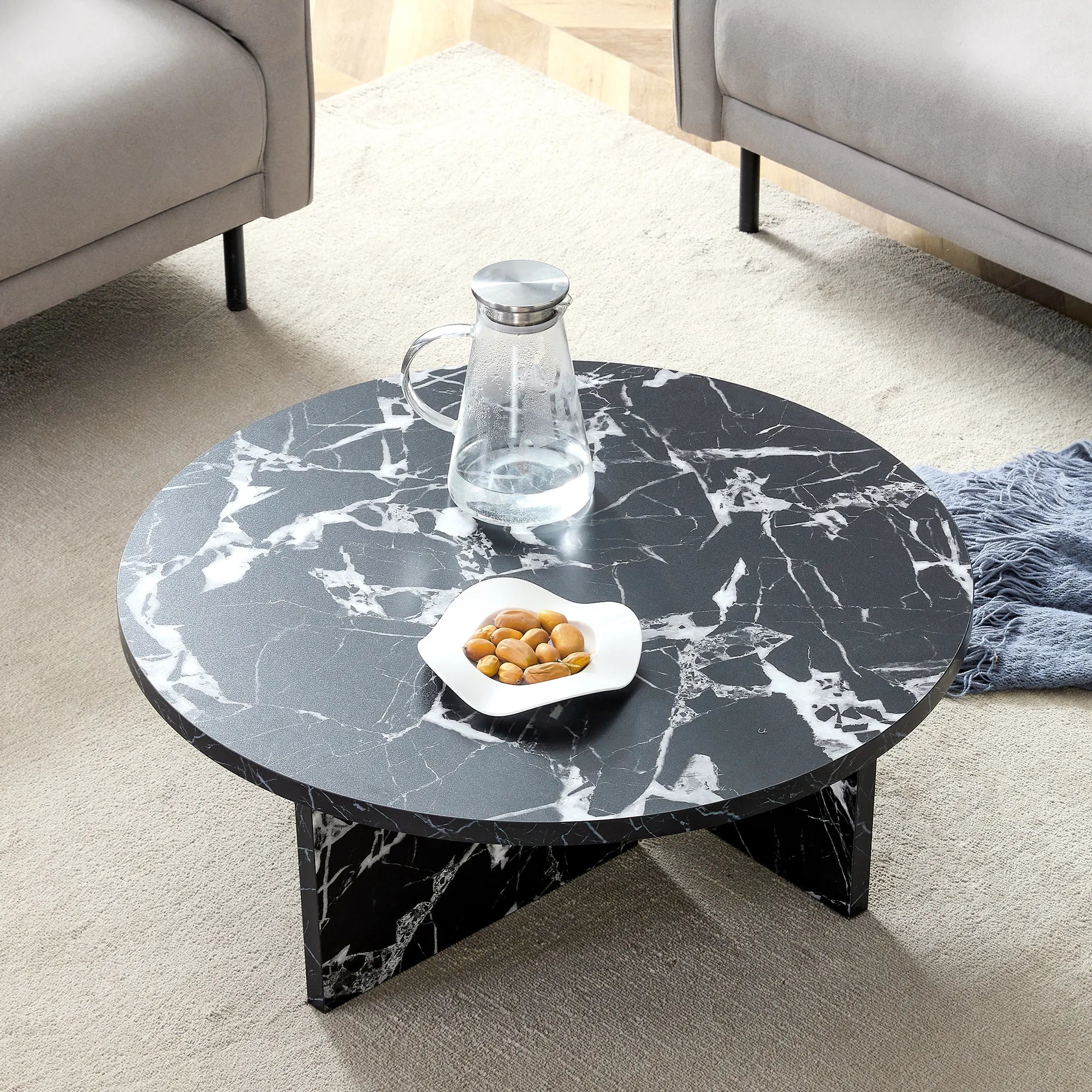31" Modern Minimalism Round MDF Coffee Table