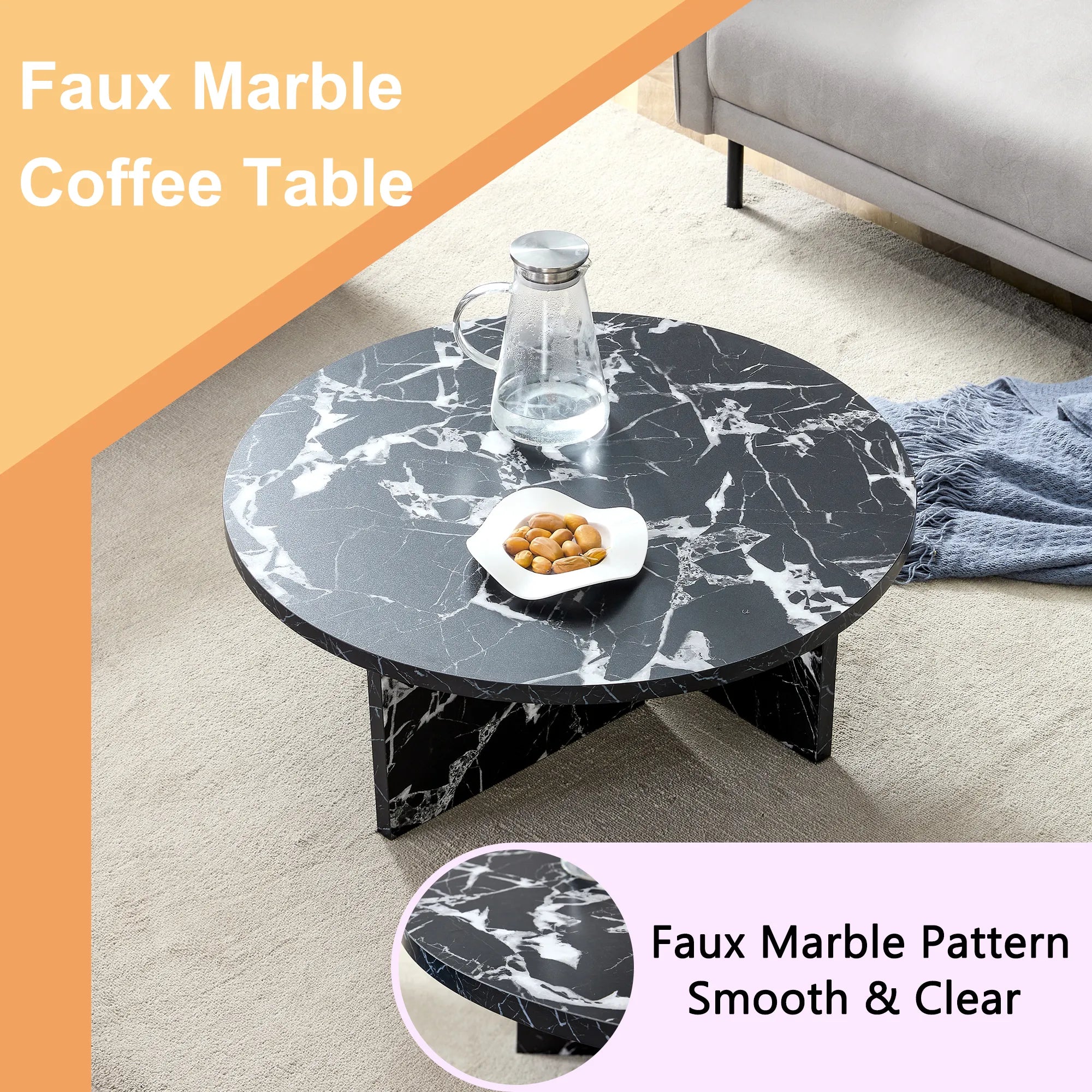 31" Modern Minimalism Round MDF Coffee Table