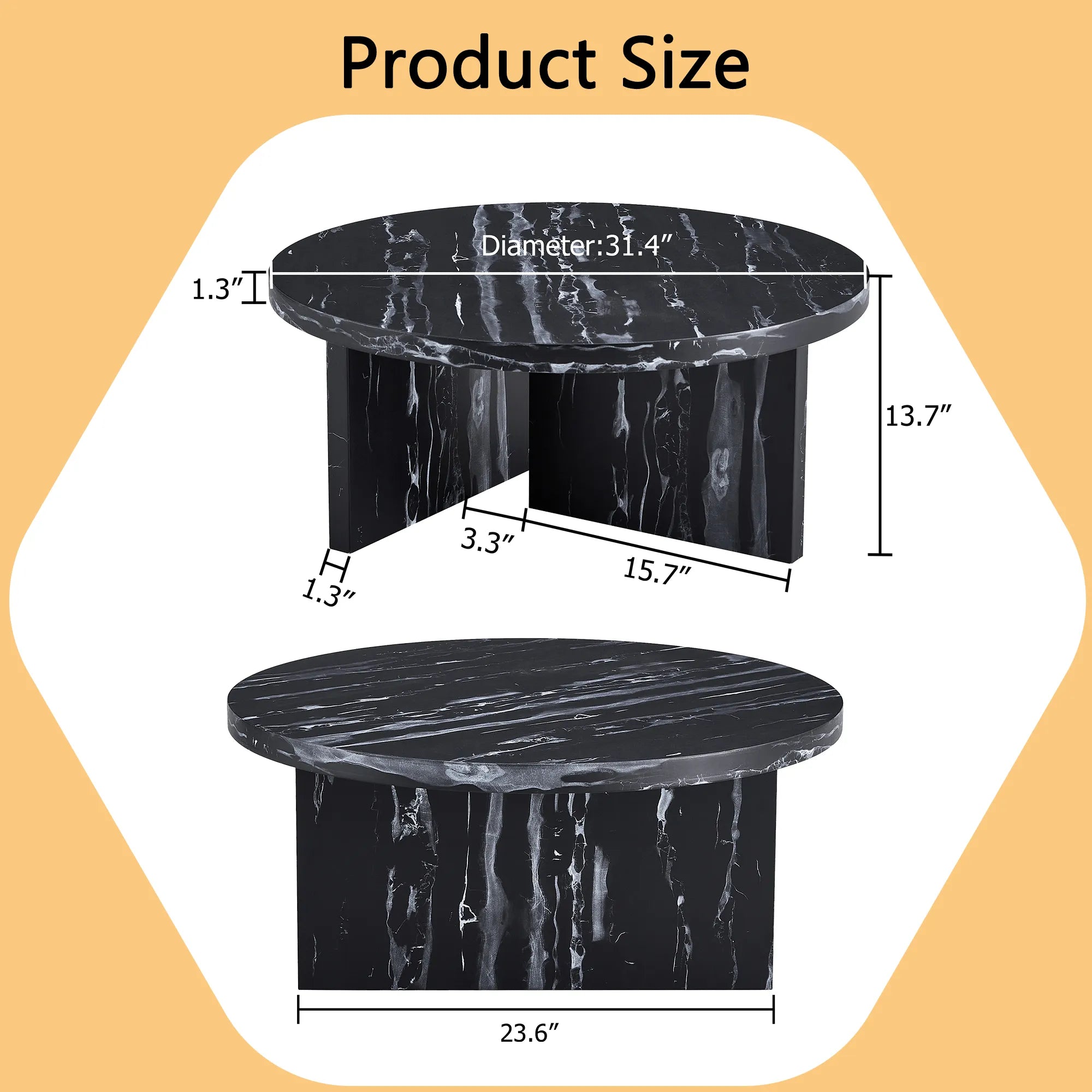 31" Modern Minimalism Round MDF Coffee Table