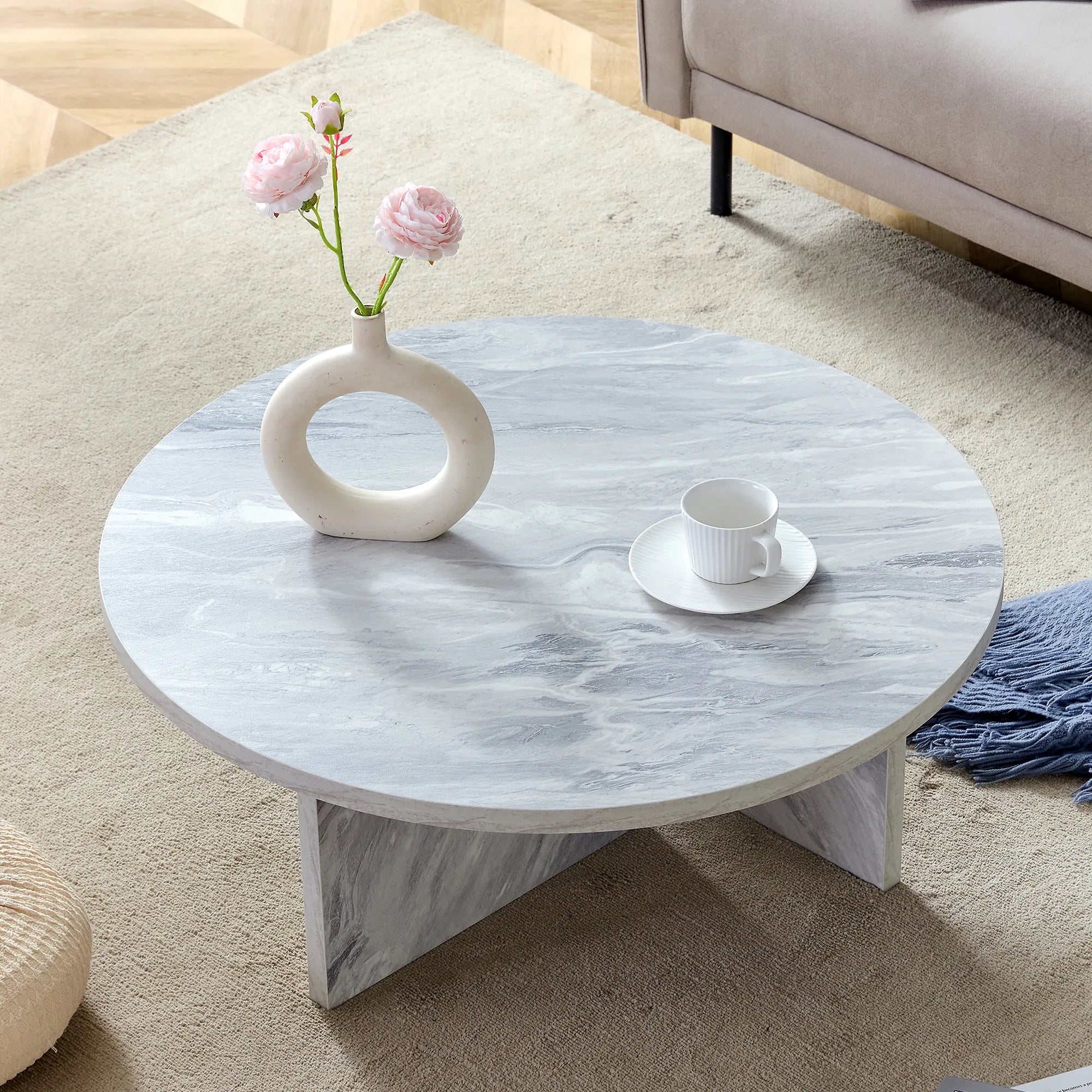 31" Modern Minimalism Round MDF Coffee Table
