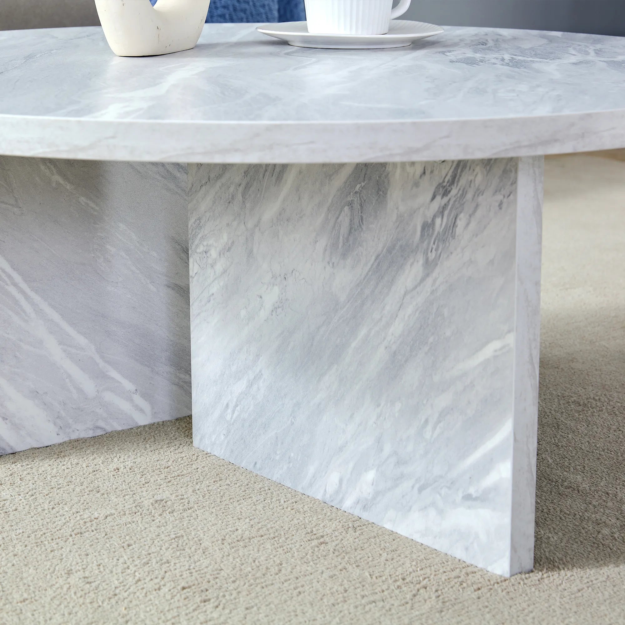31" Modern Minimalism Round MDF Coffee Table