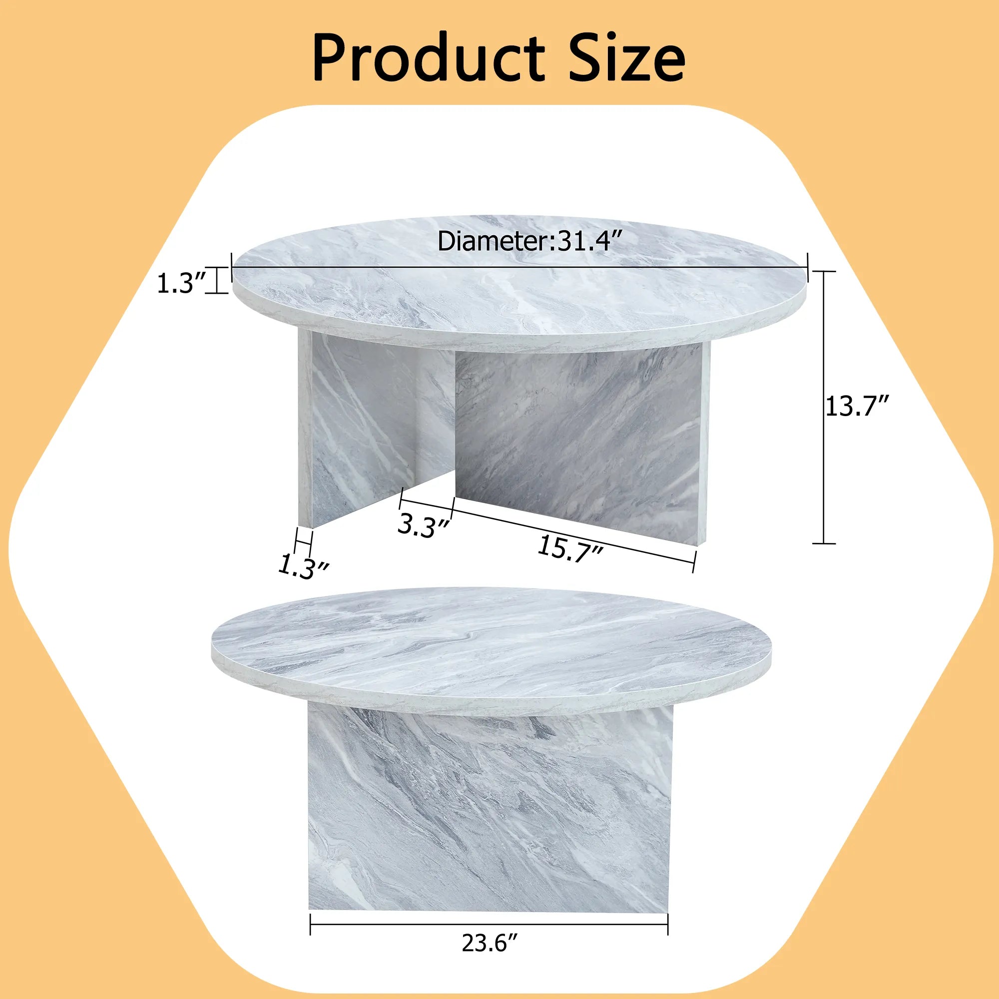 31" Modern Minimalism Round MDF Coffee Table