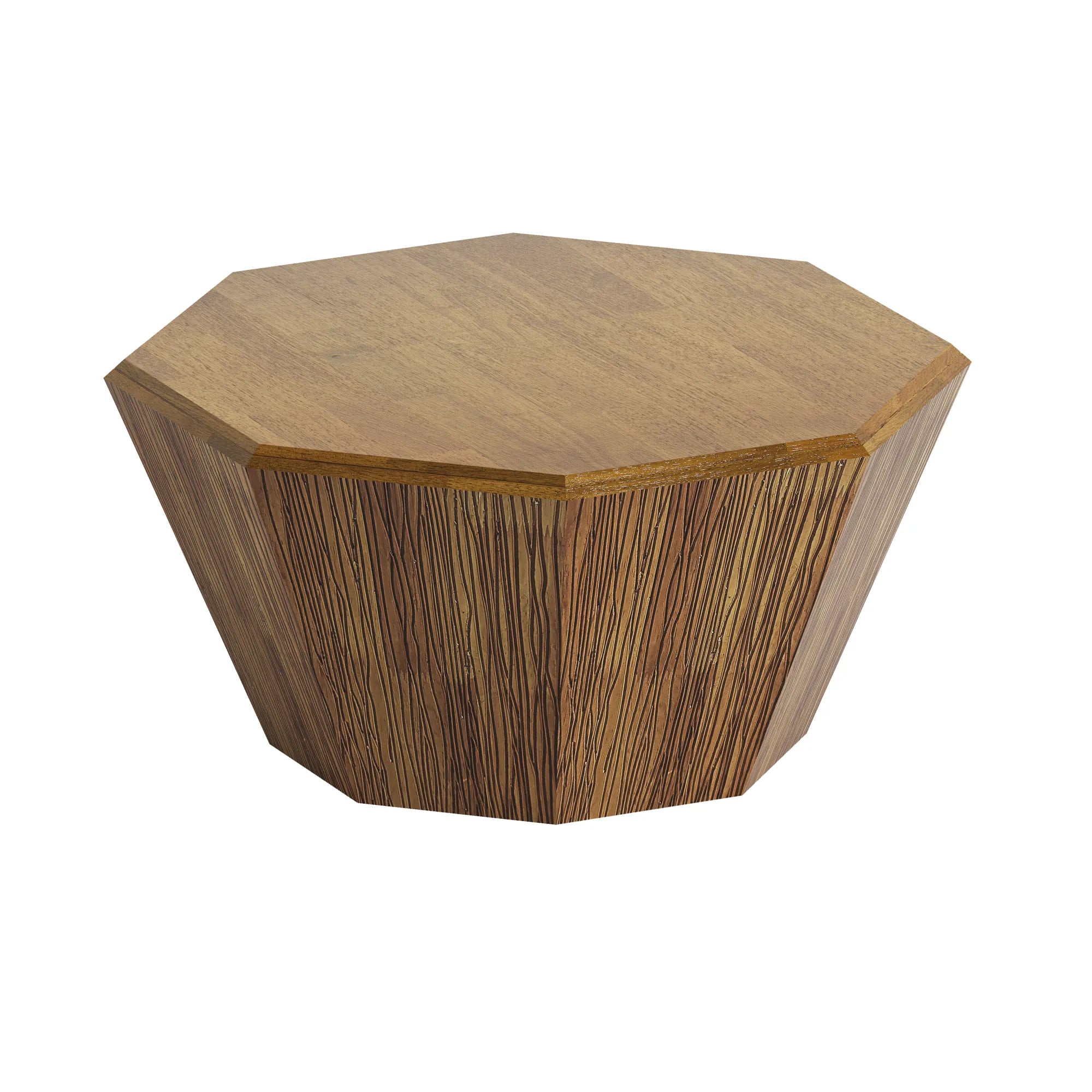 31" Octagonal Natural Rubberwood Coffee Table