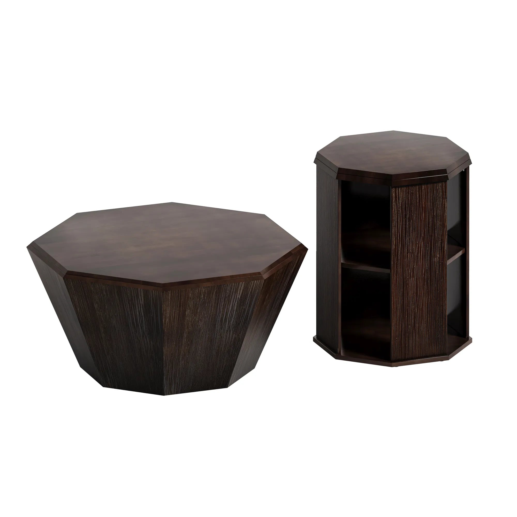 31" Octagonal Natural Rubberwood Coffee Table