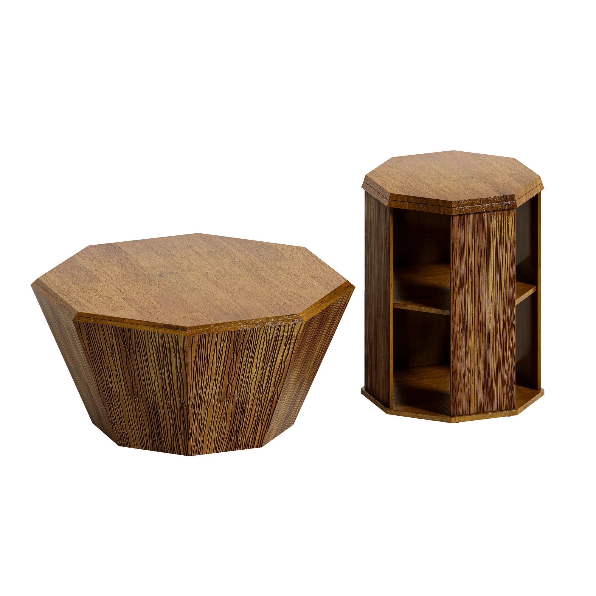 31" Octagonal Natural Rubberwood Coffee Table