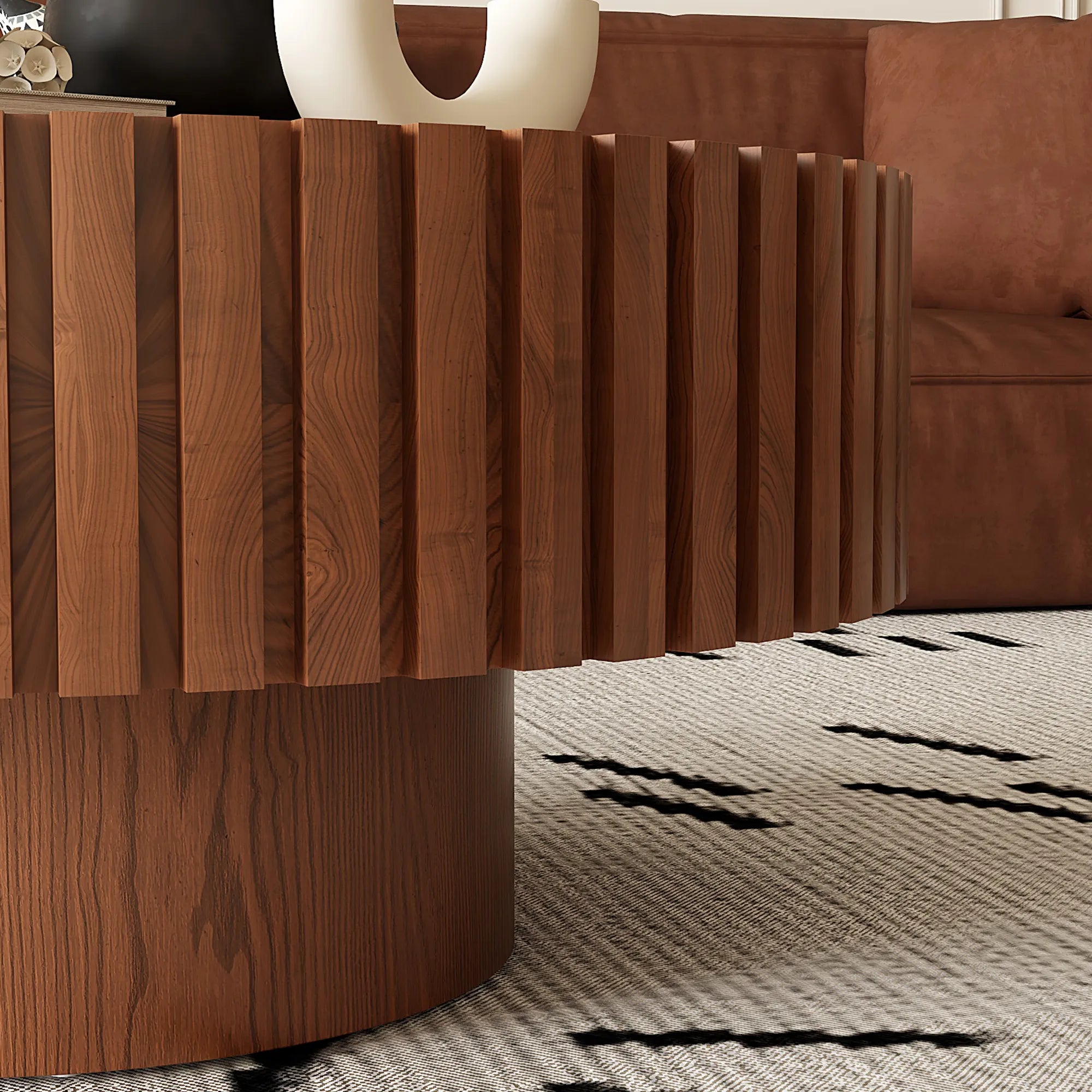 31" Round Coffee Table With Sturdy Pedestal
