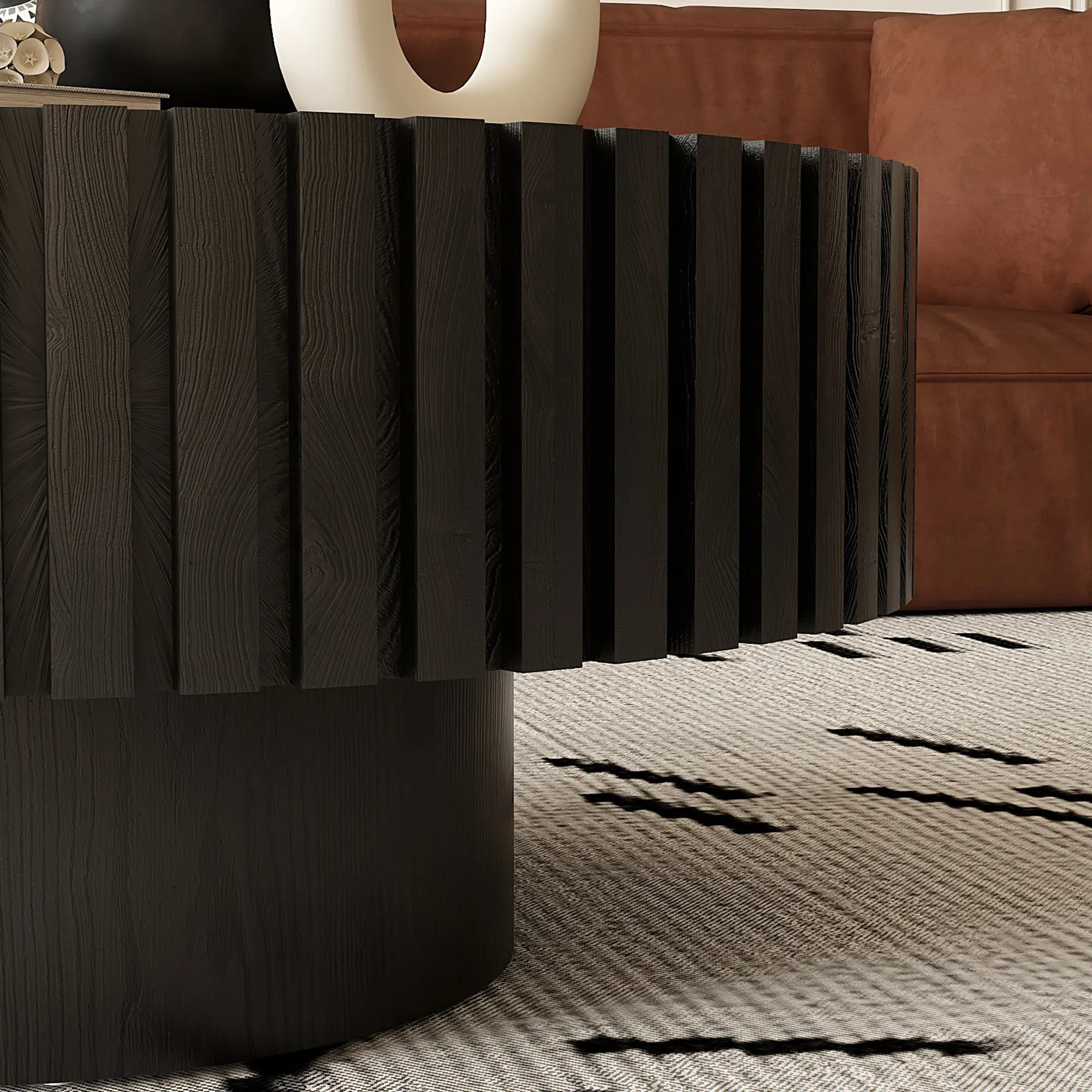 31" Round Coffee Table With Sturdy Pedestal