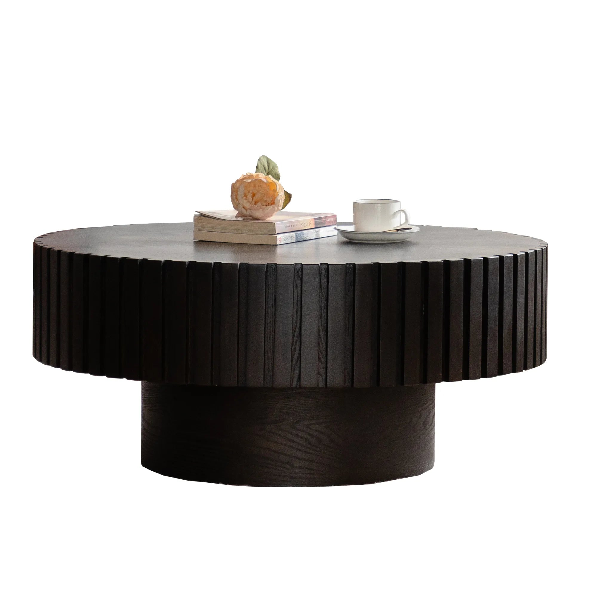 31" Round Coffee Table With Sturdy Pedestal