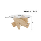 33" Modern Round Glass Top Coffee Table With Wood Legs