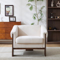 34" Beige Deep Comfort Fabric Mid-Century Modern Accent Chair