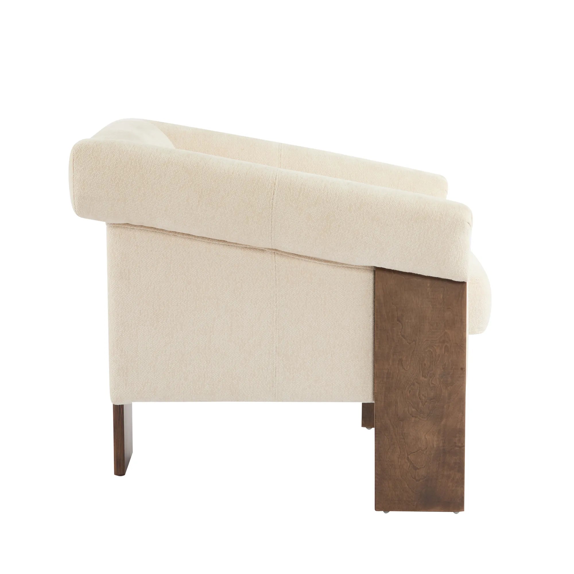 34" Beige Deep Comfort Fabric Mid-Century Modern Accent Chair