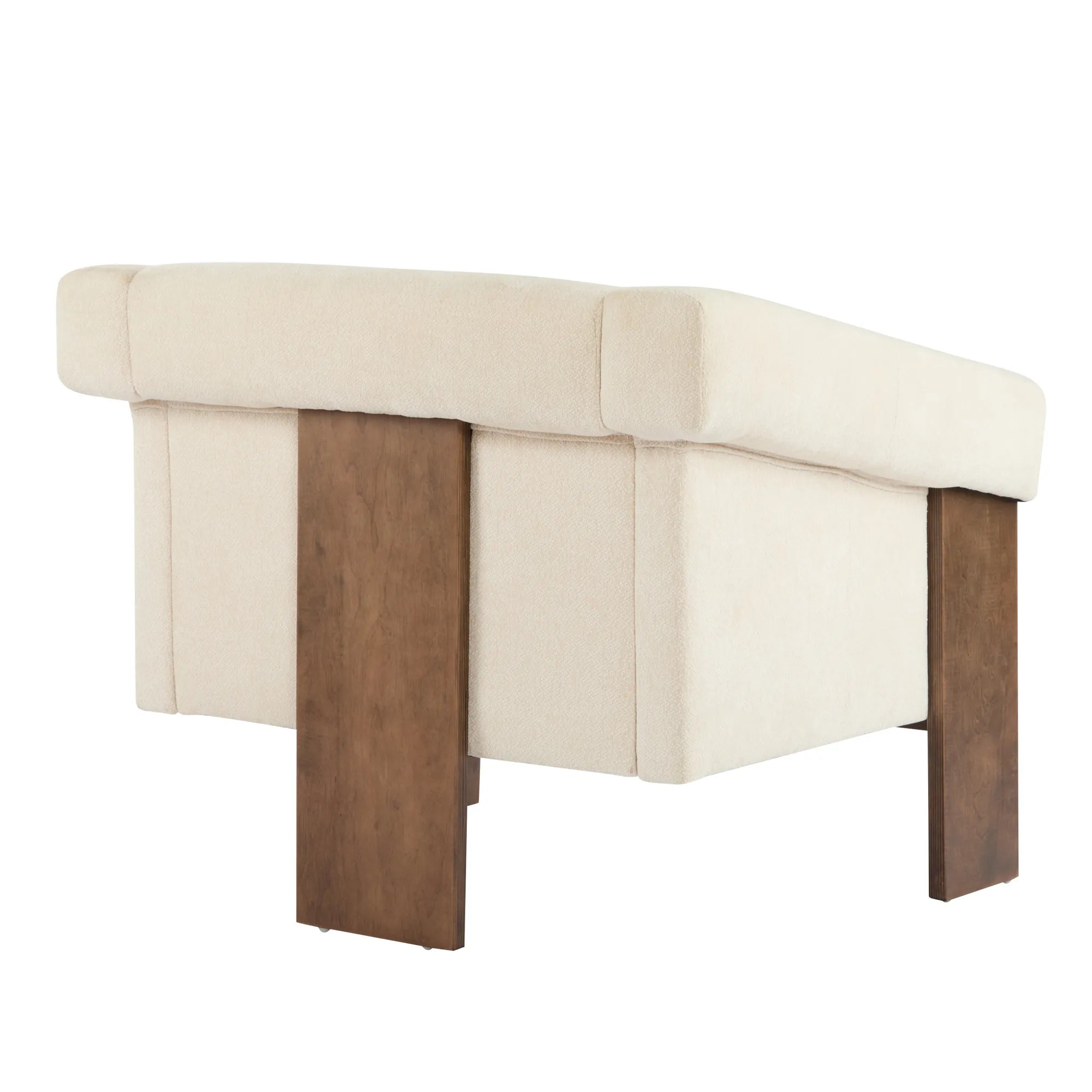 34" Beige Deep Comfort Fabric Mid-Century Modern Accent Chair
