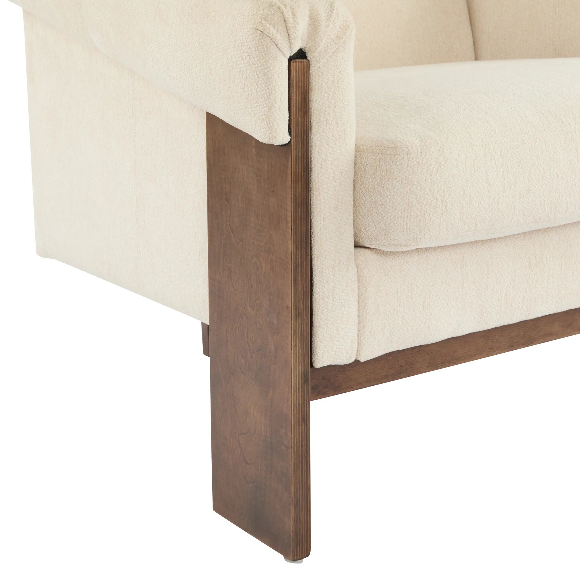 34" Beige Deep Comfort Fabric Mid-Century Modern Accent Chair