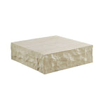 35" Beige Square Fiberglass Faux Stone Coffee Table