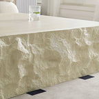 35" Beige Square Fiberglass Faux Stone Coffee Table