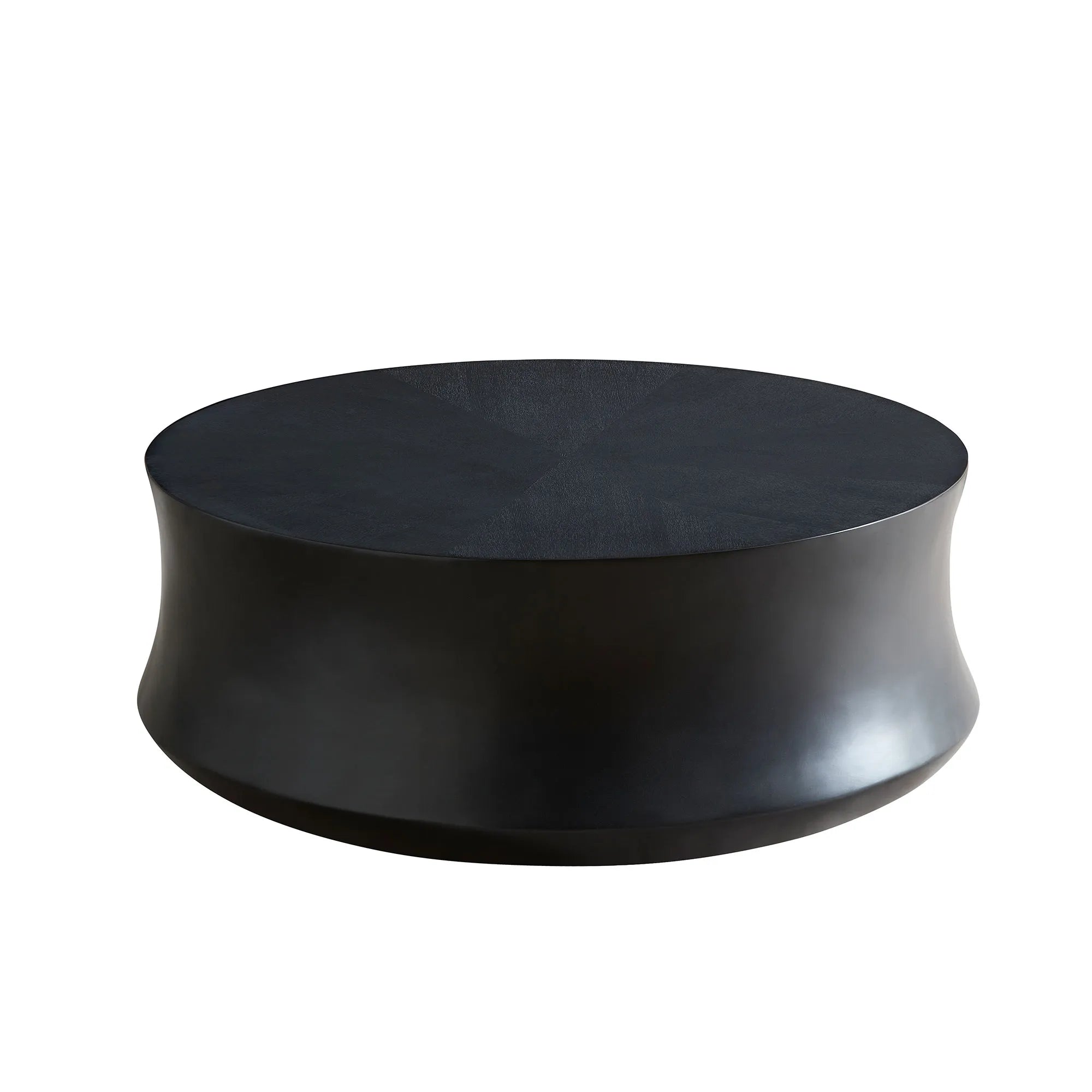 35" Modern Matte Black Fiberglass Round Coffee Table