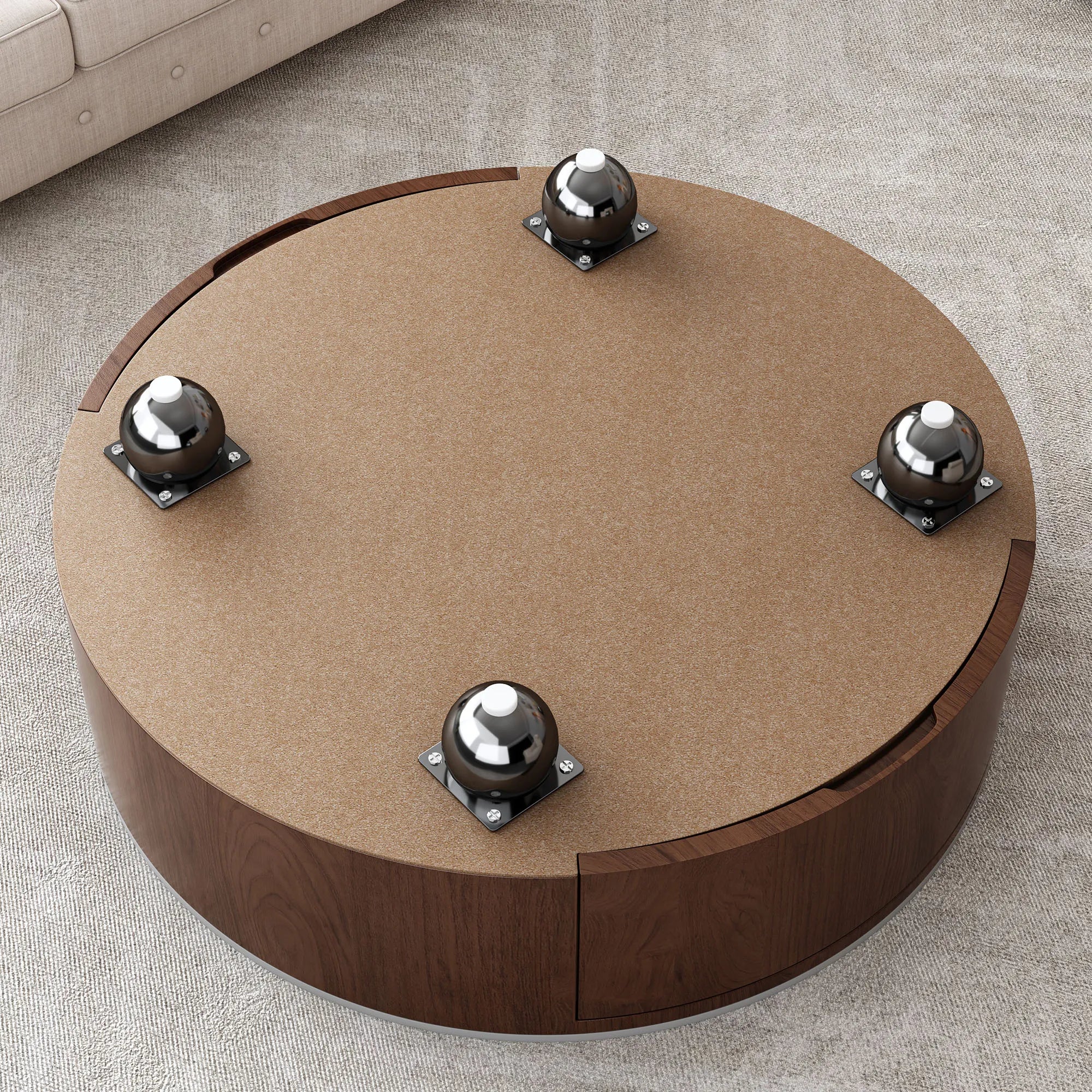 35" Modern Round Coffee Table, Faux Marble Tabletop