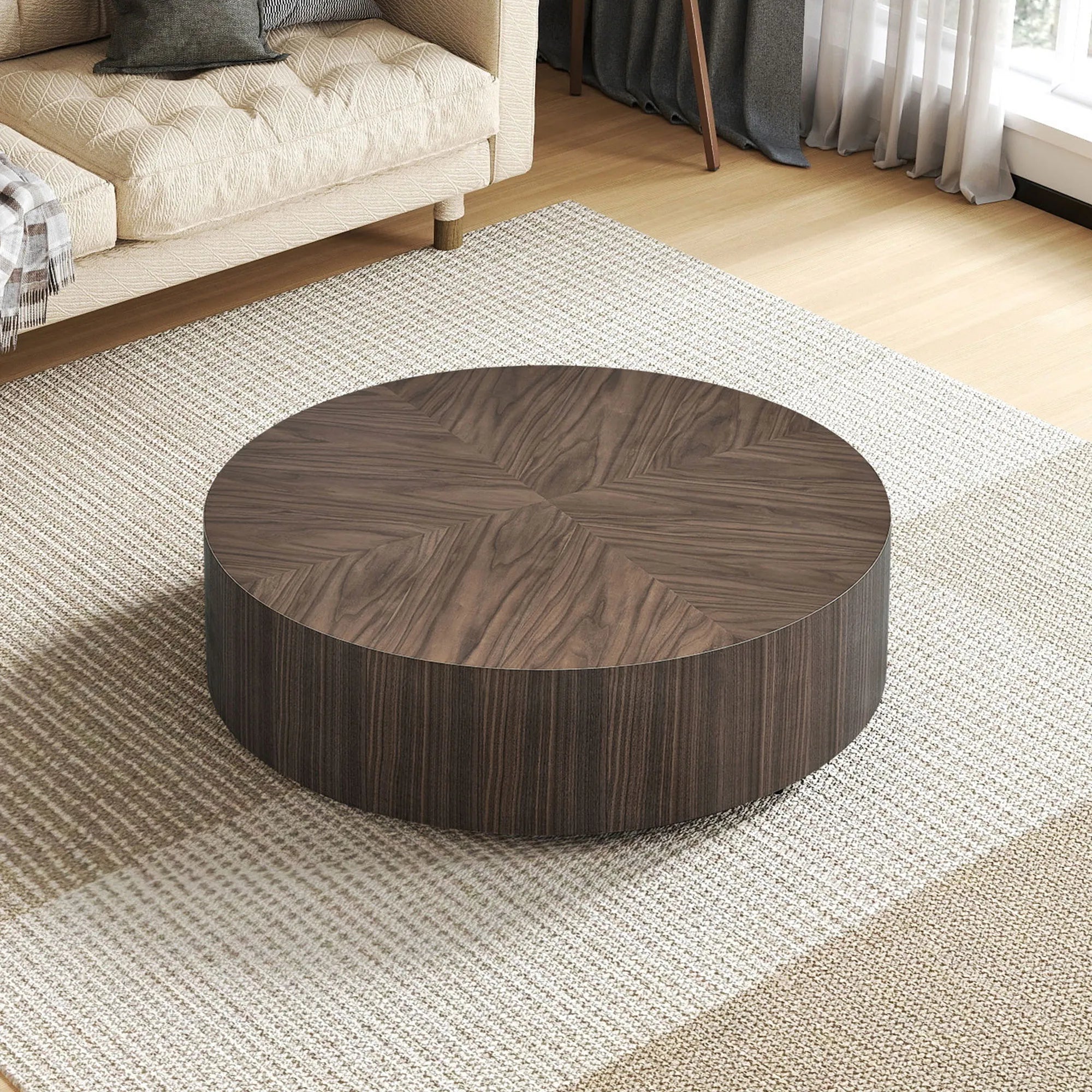 35" Modern Round Drum Coffee Table