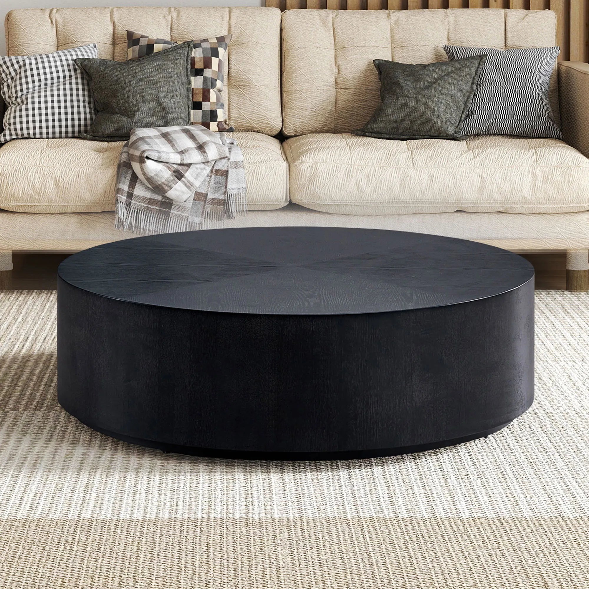 35" Modern Round Drum Coffee Table