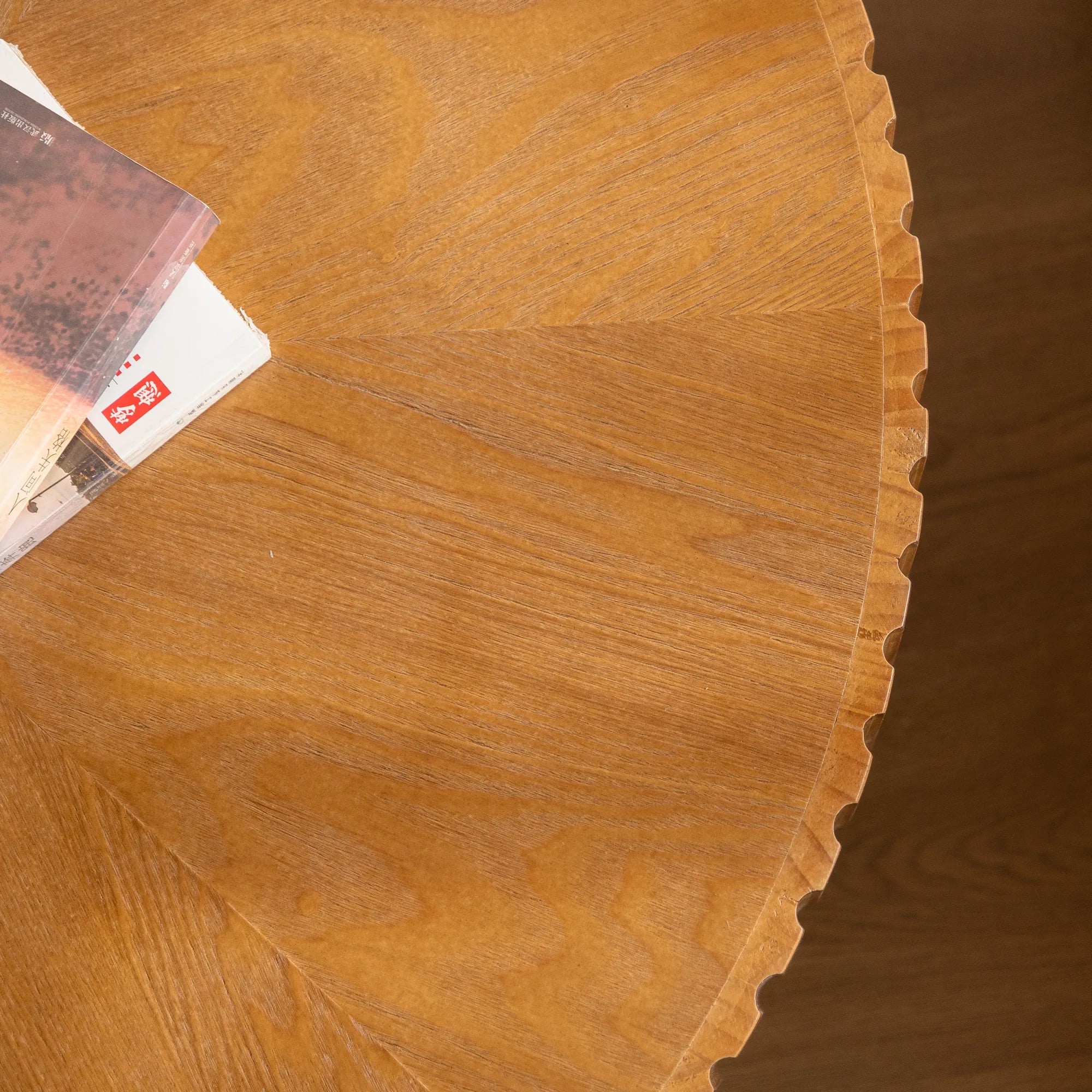 35" Round Retro Wood Coffee Table