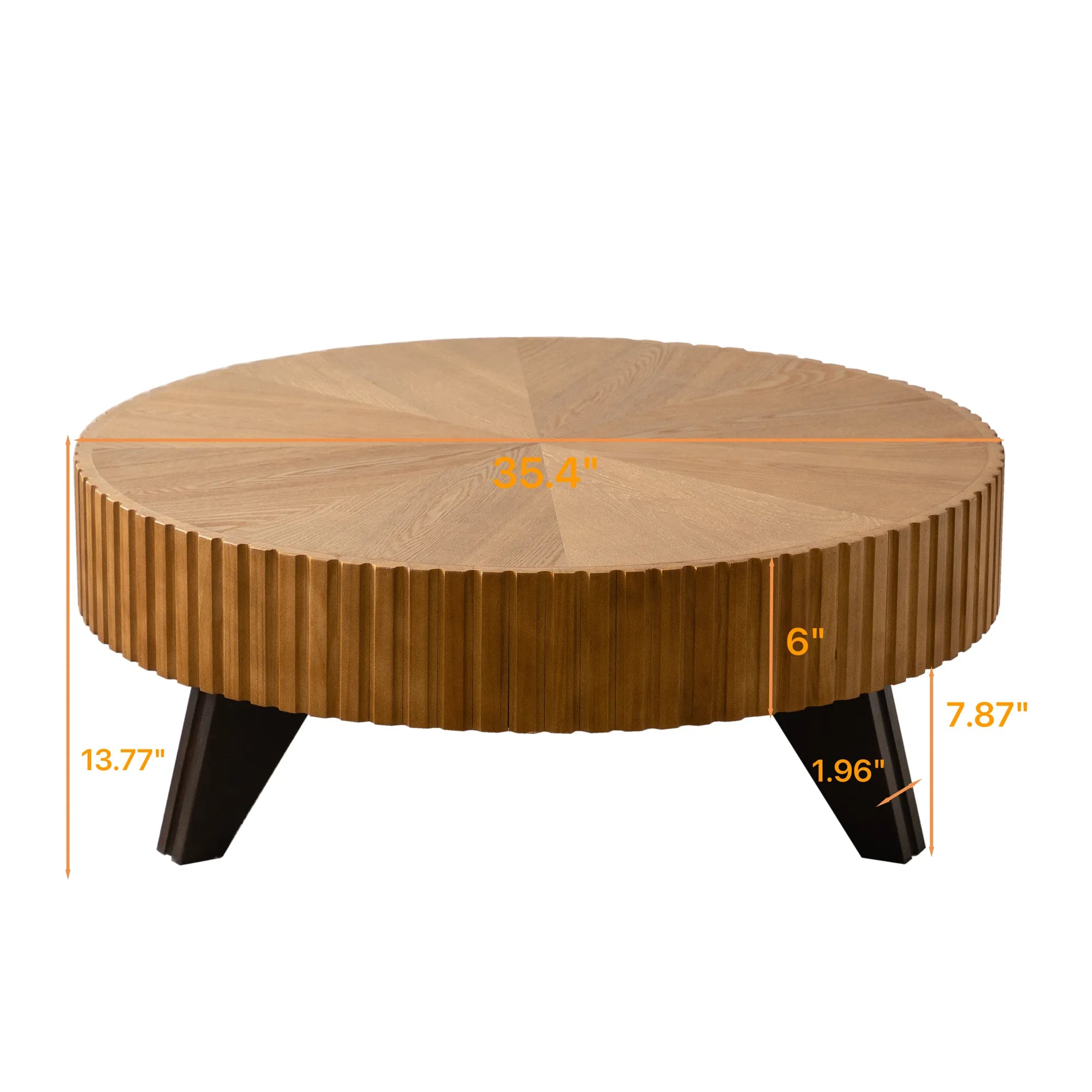 35" Round Retro Wood Coffee Table