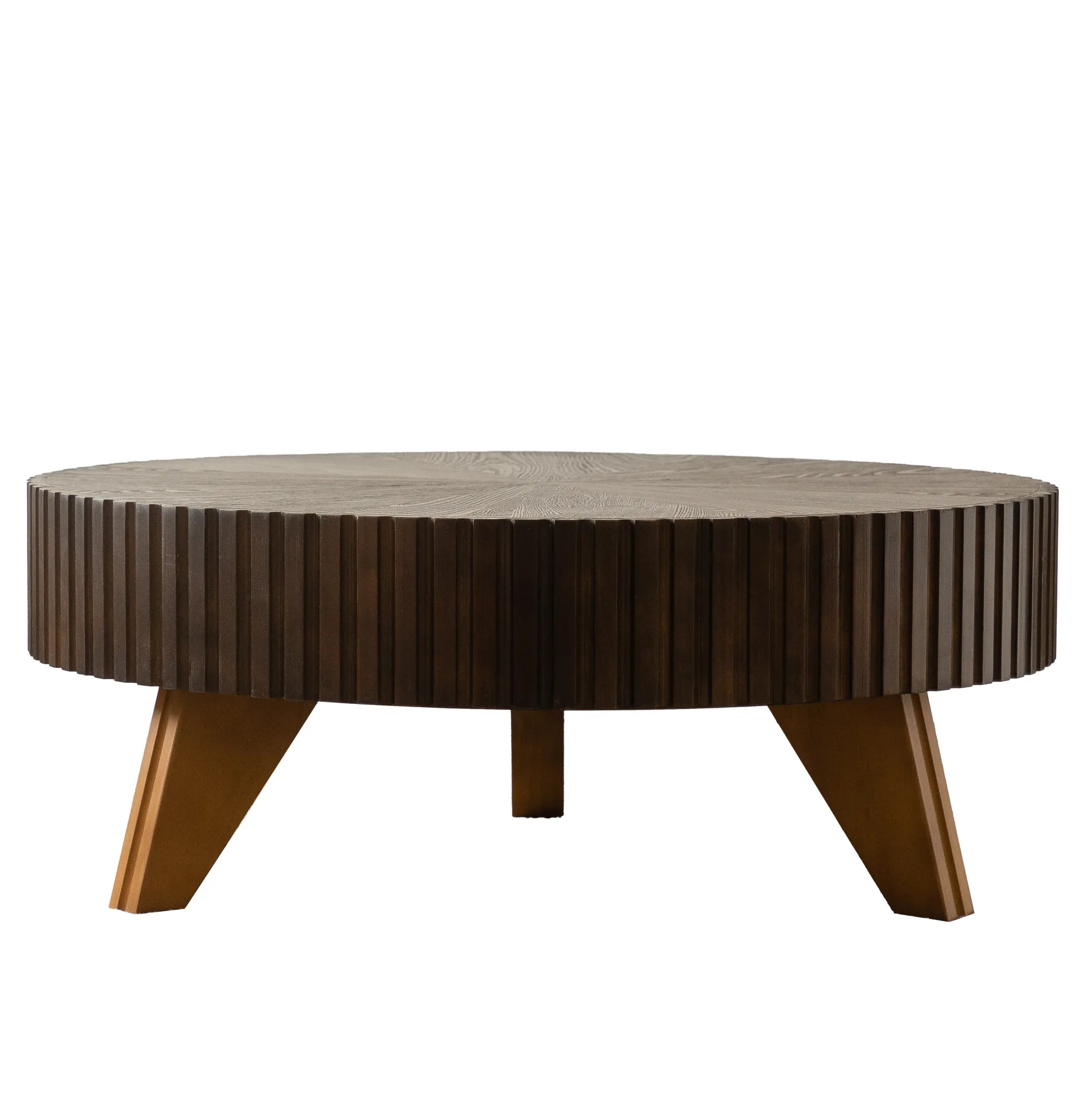 35" Round Retro Wood Coffee Table