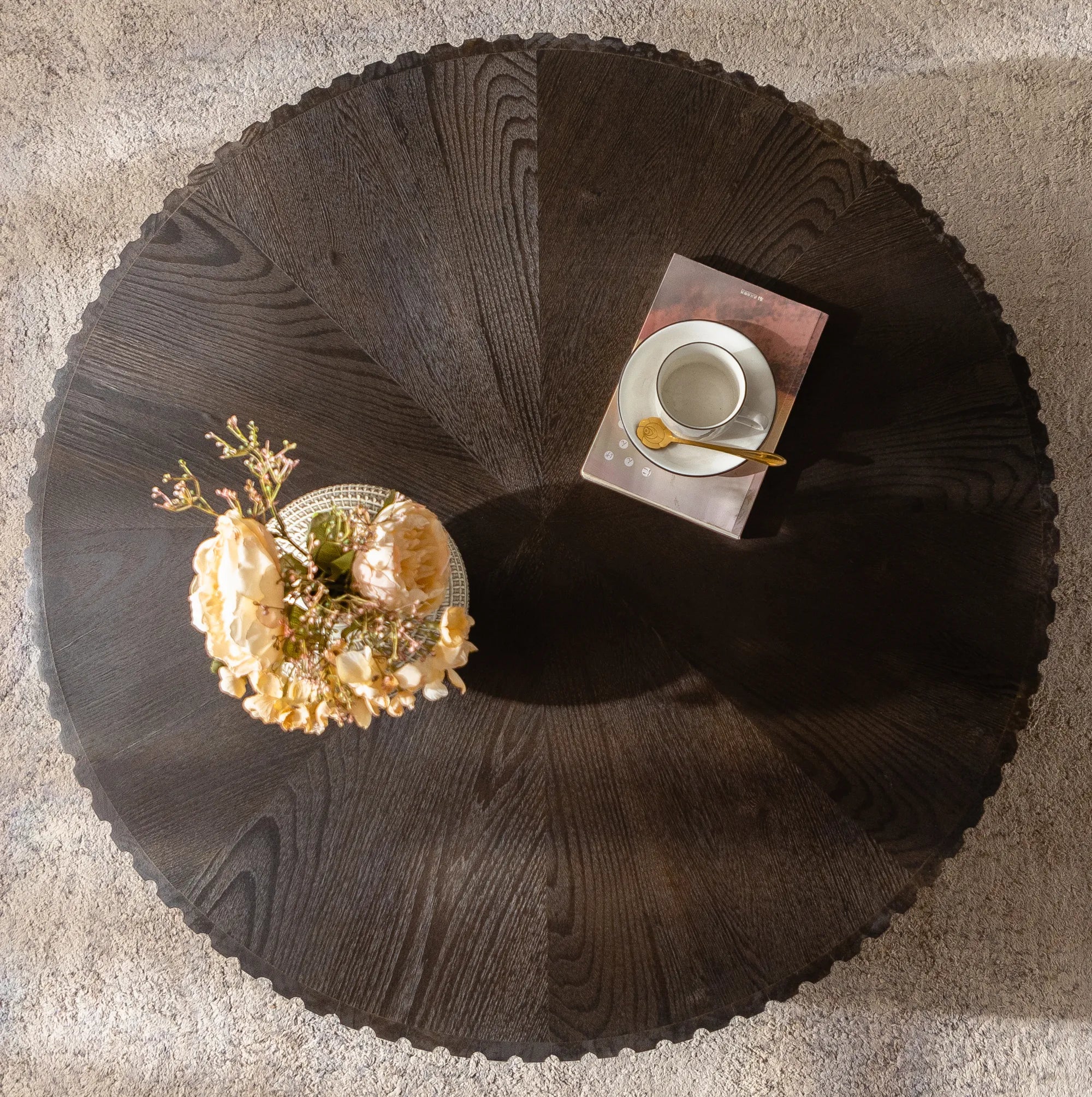 35" Round Retro Wood Coffee Table