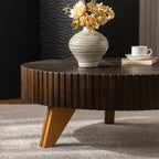 35" Round Retro Wood Coffee Table