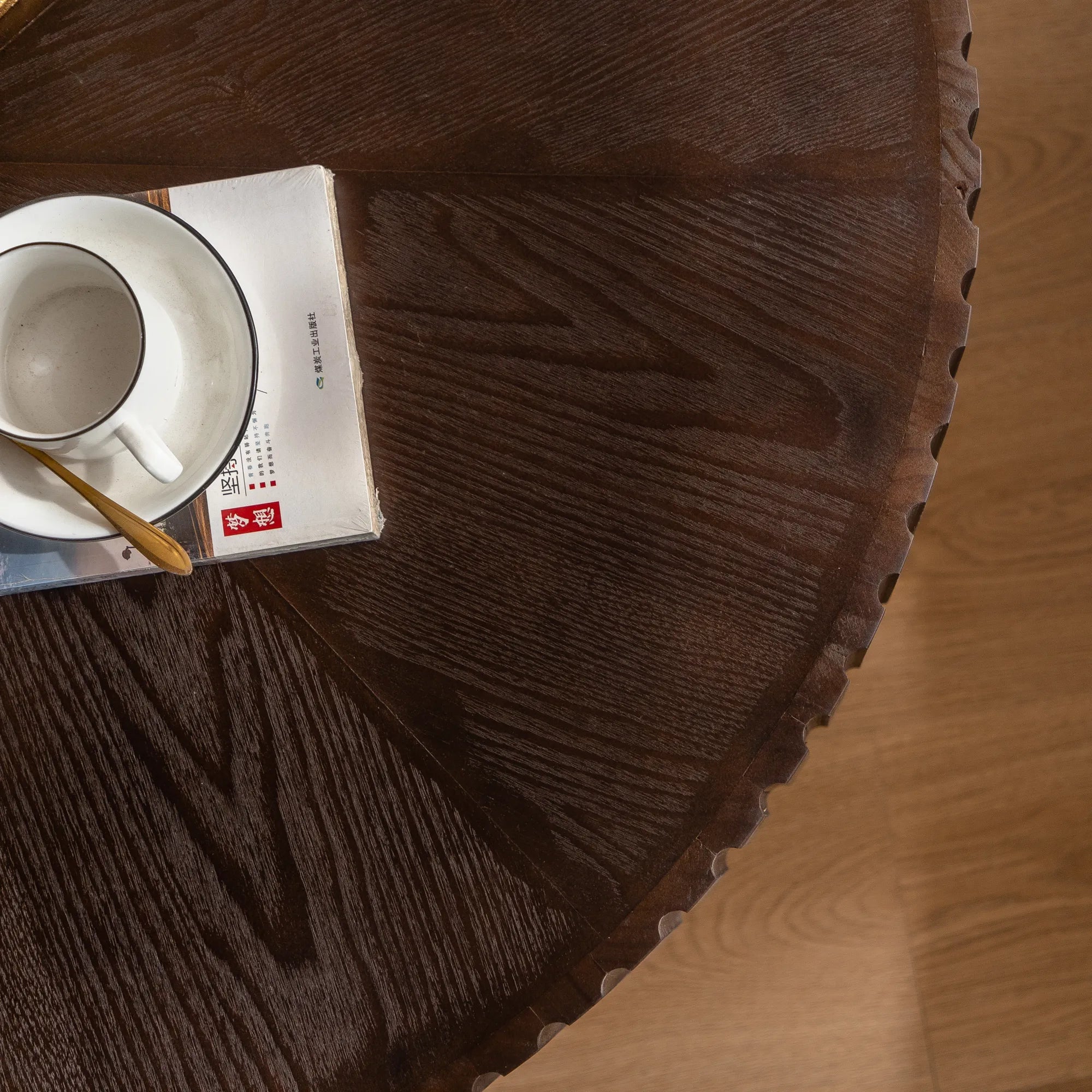 35" Round Retro Wood Coffee Table