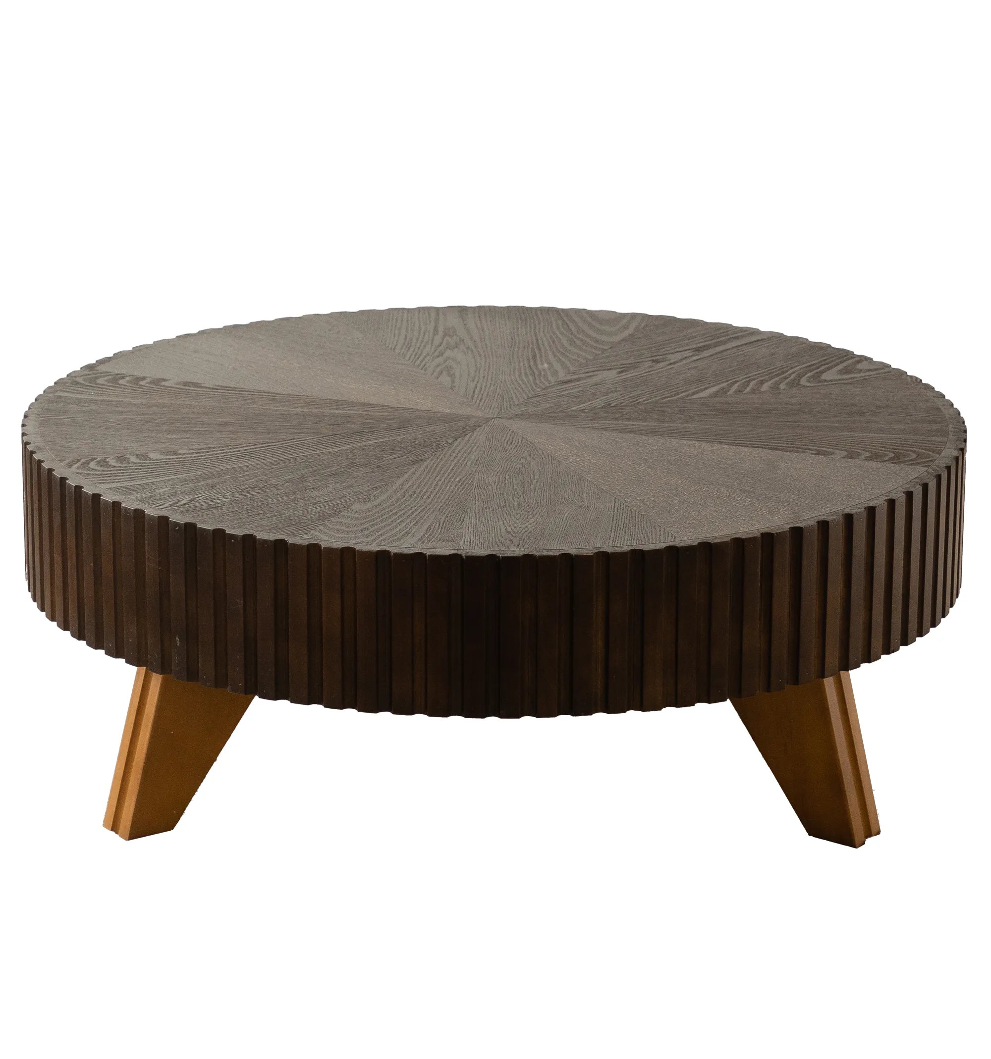 35" Round Retro Wood Coffee Table