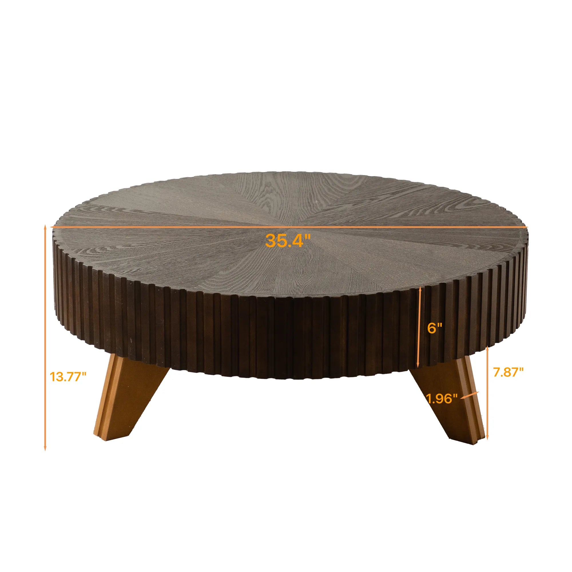 35" Round Retro Wood Coffee Table