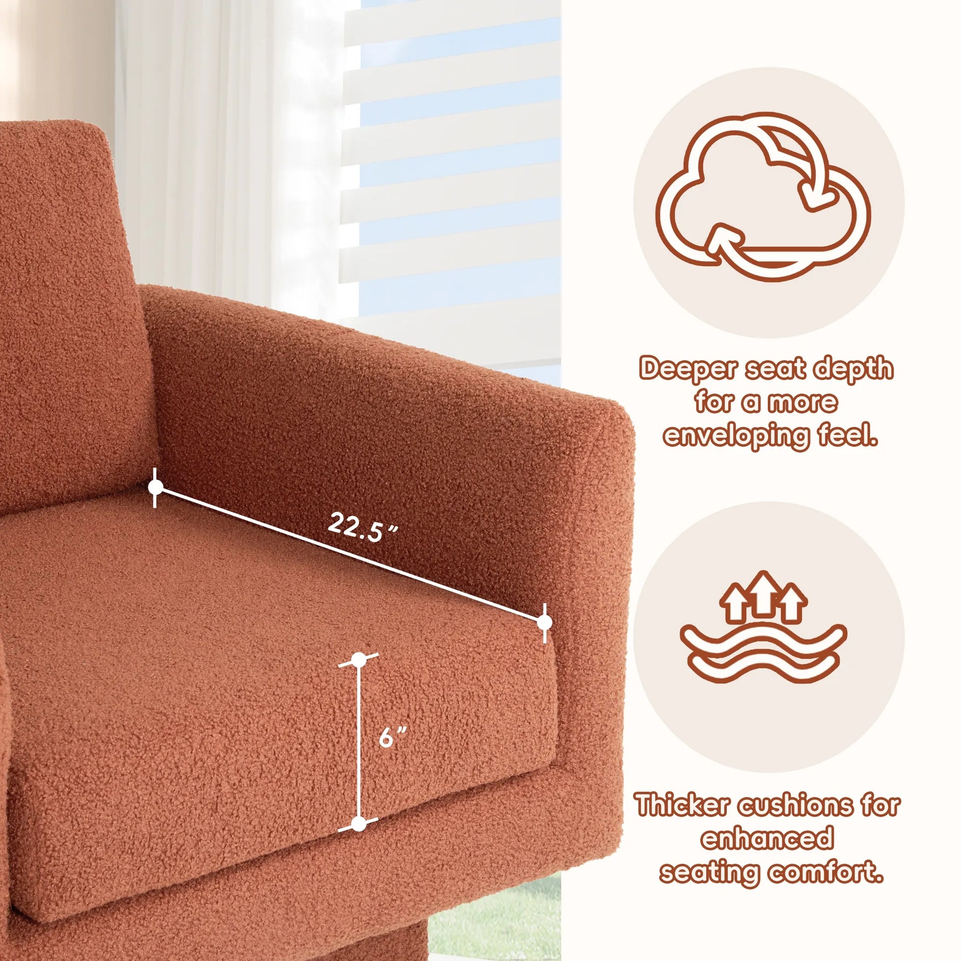 360° Modern Comfy Swivel Accent Chair Armchair with Teddy Sherpa Boucle Fabric