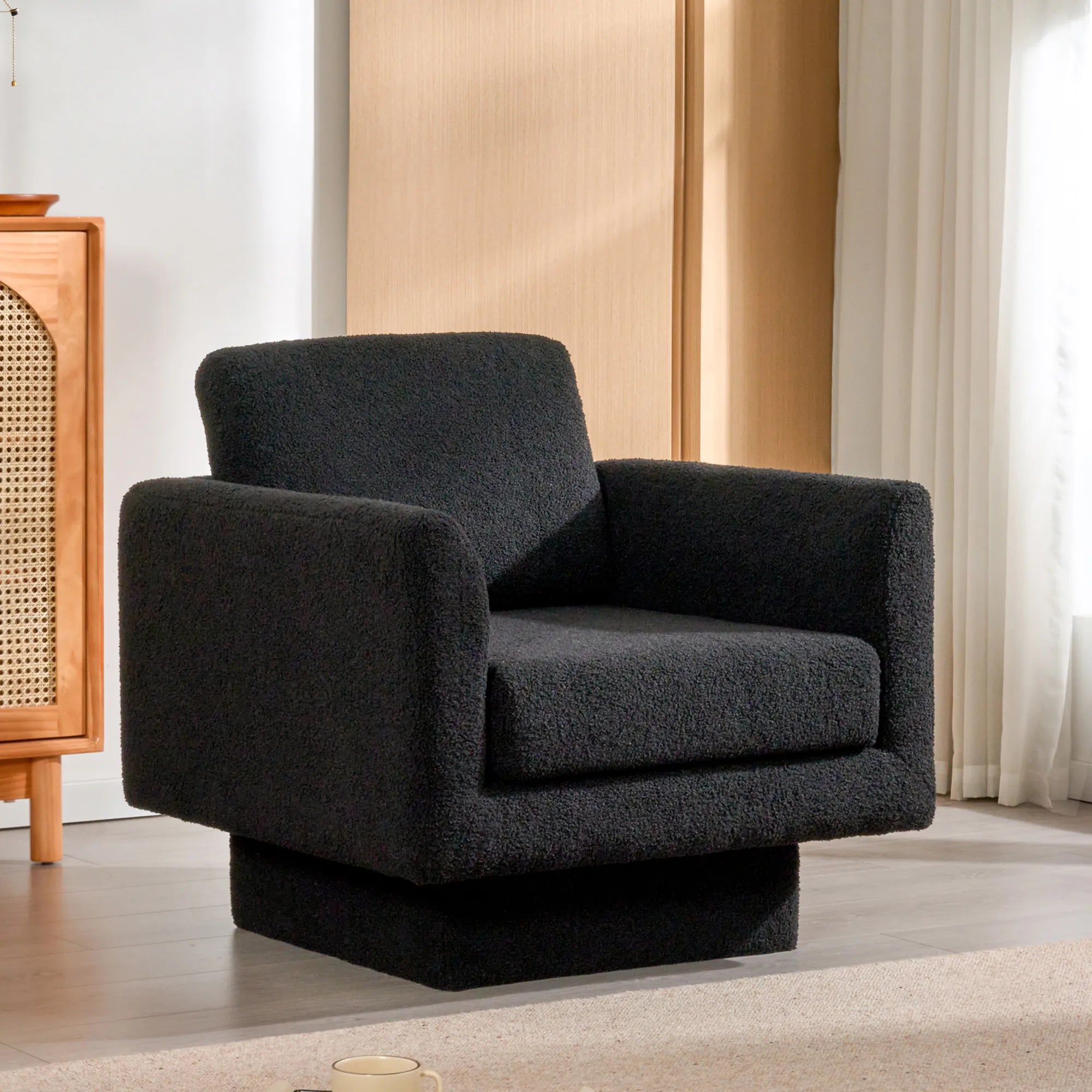 360° Swivel Modern Accent Chair with Teddy Sherpa Fabric