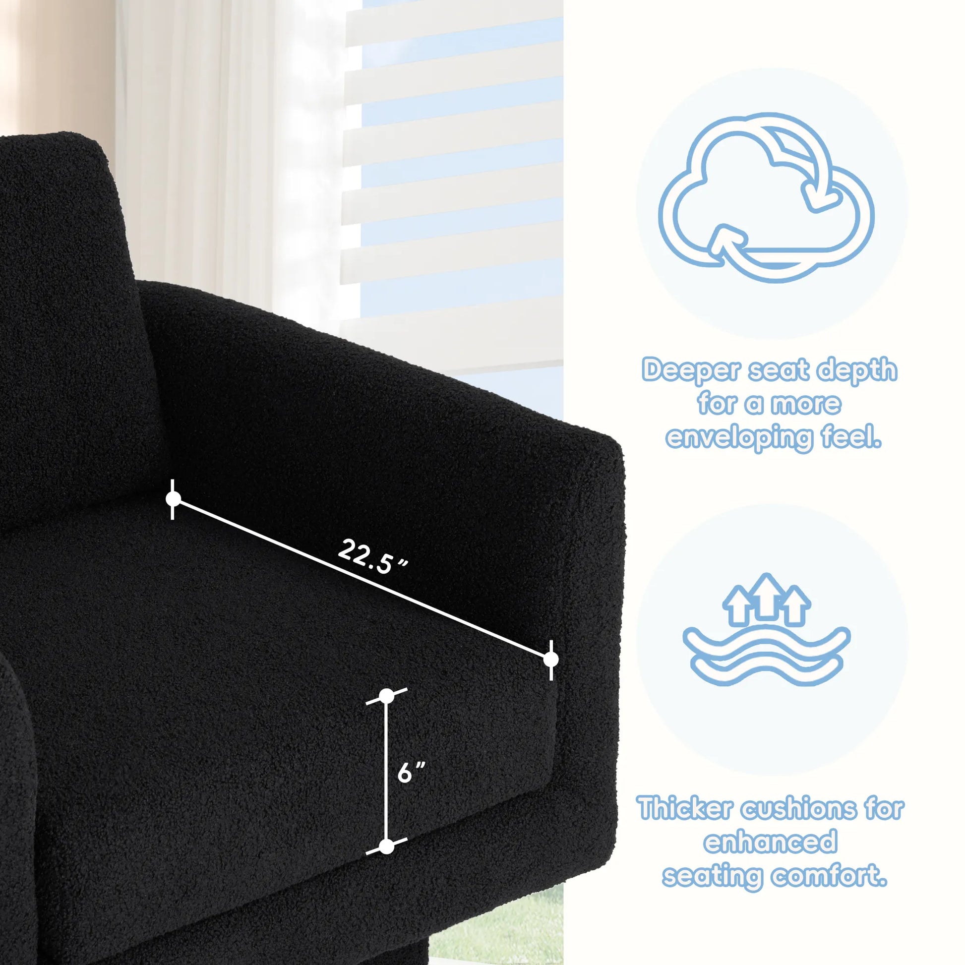 360° Modern Comfy Swivel Accent Chair Armchair with Teddy Sherpa Boucle Fabric