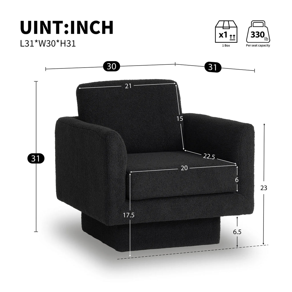 360° Modern Comfy Swivel Accent Chair Armchair with Teddy Sherpa Boucle Fabric