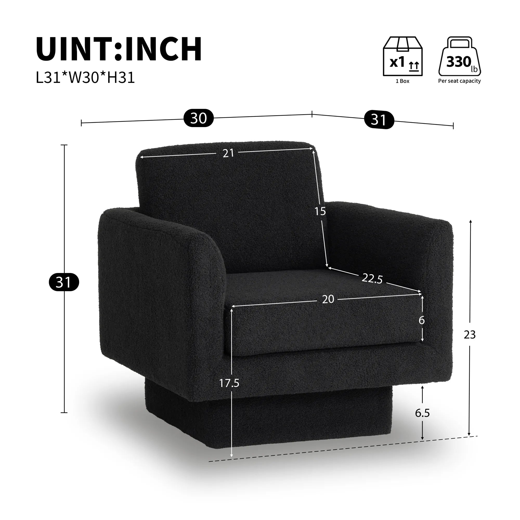 360° Swivel Modern Accent Chair with Teddy Sherpa Fabric