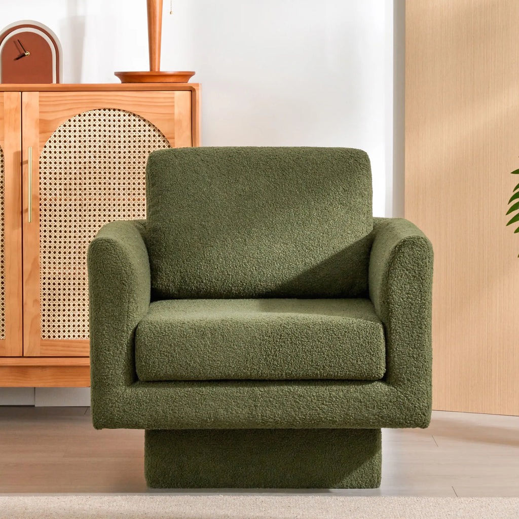 360° Modern Comfy Swivel Accent Chair Armchair with Teddy Sherpa Boucle Fabric