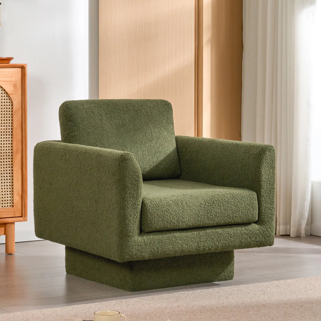 360° Modern Comfy Swivel Accent Chair Armchair with Teddy Sherpa Boucle Fabric
