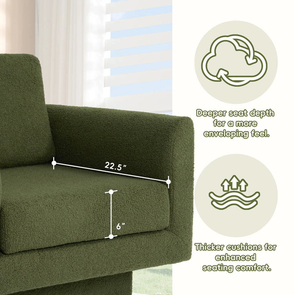 360° Modern Comfy Swivel Accent Chair Armchair with Teddy Sherpa Boucle Fabric