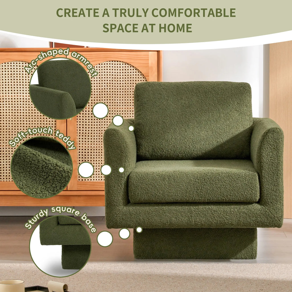 360° Modern Comfy Swivel Accent Chair Armchair with Teddy Sherpa Boucle Fabric