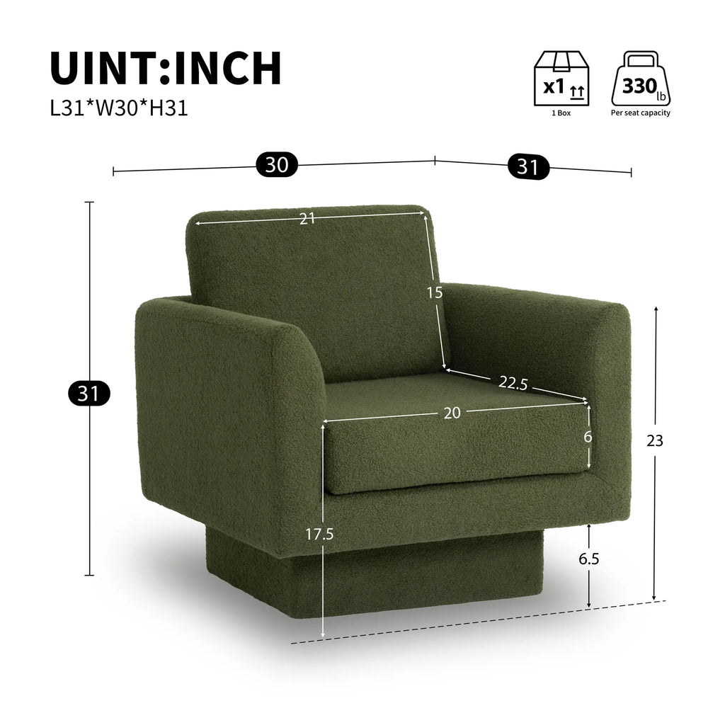 360° Modern Comfy Swivel Accent Chair Armchair with Teddy Sherpa Boucle Fabric
