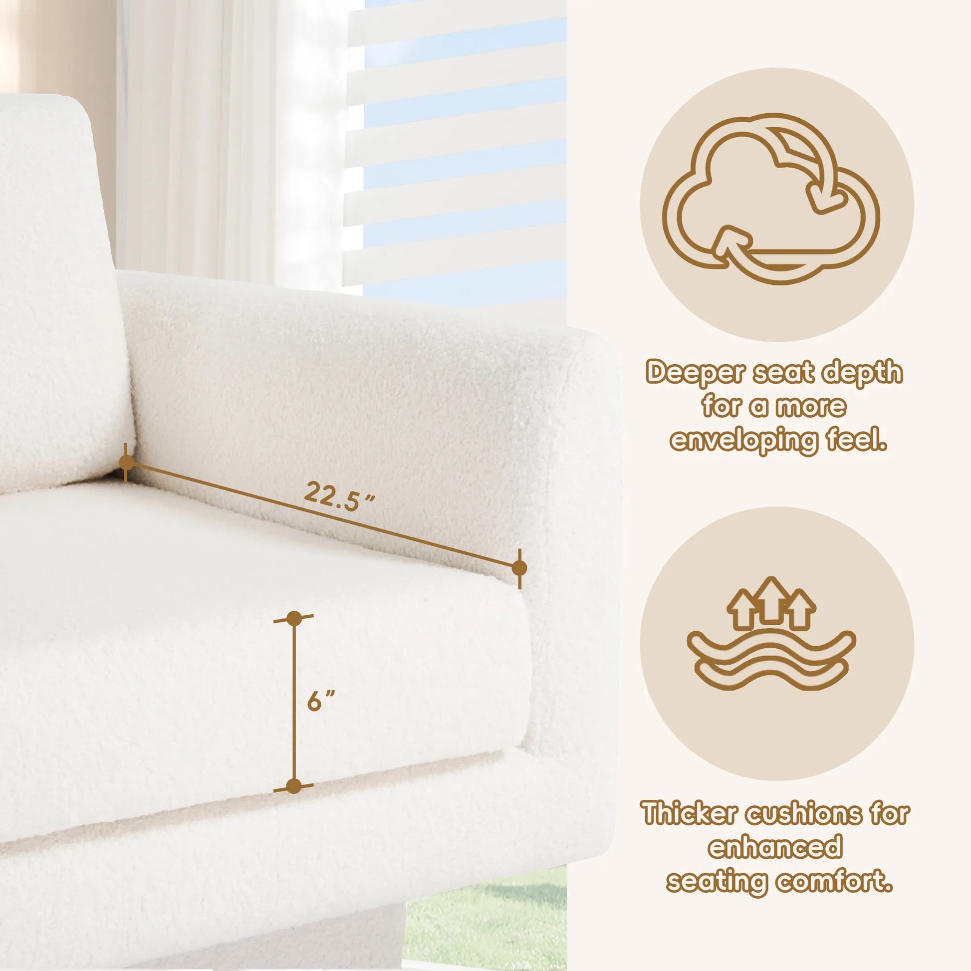 360° Modern Comfy Swivel Accent Chair Armchair with Teddy Sherpa Boucle Fabric